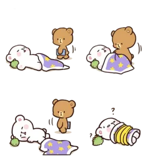 🙁 ours, lait, personnage, mignon, kawaii, autocollant whatsapp sticker