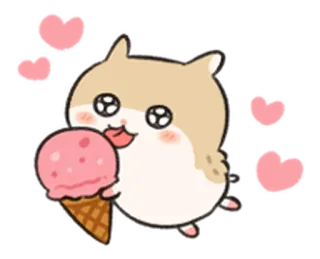 🐹 แฮมสเตอร์, ไอศกรีม, น่ารัก, สัตว์, ของหวาน whatsapp sticker