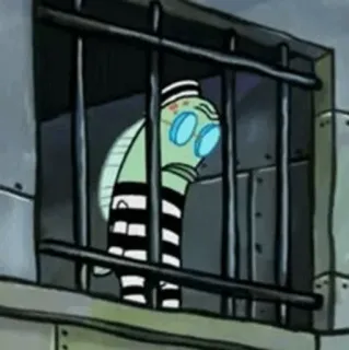 🍔 dessin animé, prison, prisonnier, poisson, Spongebob telegram sticker