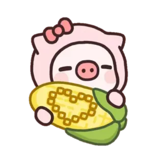 🐷 豚, かわいい, トウモロコシ, 漫画, ステッカー telegram sticker