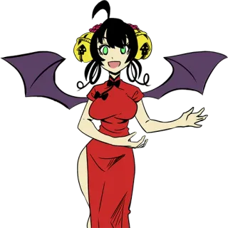 😃 Anime, Chica, Vestido chino, Alas, Fanart telegram sticker