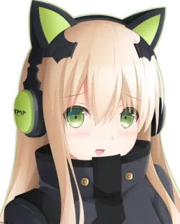 😍 TMP anime, girl, cat ears, headphones, cute whatsapp sticker