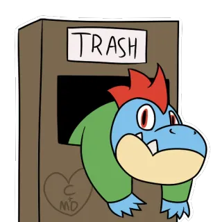 😒 TRASH Müll, Cartoon, Krokodil, Tier, Lustig, Figur telegram sticker