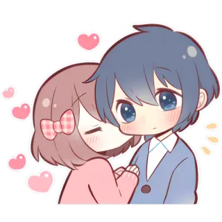 😘 사랑, 커플, 귀여운, 애니메이션, 하트 telegram sticker