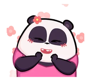 ☺️ Panda, Lindo, Dibujos animados, Flor, Rosa whatsapp sticker
