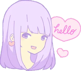 🖐 hello Anime, Gadis, Kawaii, Lucu, Halo, Stiker, Hati whatsapp sticker