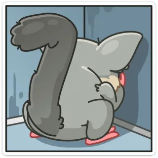 😢 Desenho animado, Animal, Chinchila, Cinzento, Fofo telegram sticker