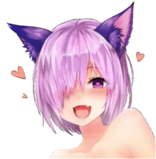 😝 anime, catgirl, neko, cute, purple, heart, kawaii telegram sticker