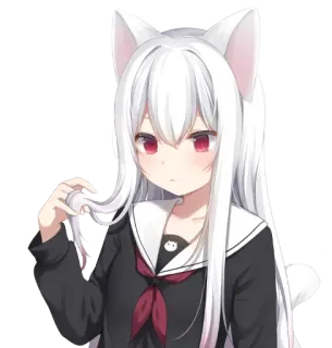 😕 Anime, Cô gái, Mèo, Kawaii, Đồng phục học sinh telegram sticker