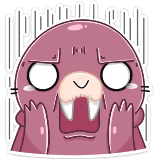 😱 morsa, lindo, dibujos animados, animal, kawaii, foca, mamífero marino telegram sticker