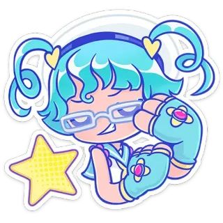 😏 Anime, Manga, Dibujos animados, Chica, Gafas, Estrella, Lindo telegram sticker