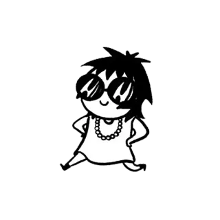 😌 cartoon, character, sunglasses, dress, necklace, cute telegram sticker