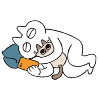 🛌 cat, siamese cat, sleeping, pillow, cartoon, pet telegram sticker
