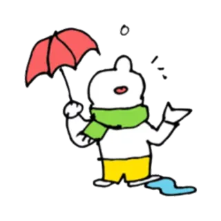 ❄ paraguas, lluvia, dibujo animado, personaje, bufanda, clima whatsapp sticker