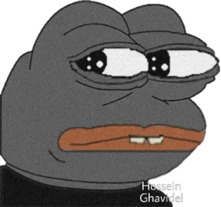 😐 Hossein Ghavidel pepe, verdrietig, kikker, meme telegram sticker