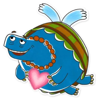 💗 tartaruga, tartaruga alada, tartaruga desenho animado, coração, animal, adesivo telegram sticker