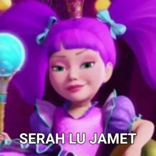 🧘‍♂ SERAH LU JAMET personaje animado, pelo morado, dibujos animados, expresión, indonesio telegram sticker