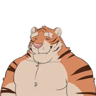 😌 tigre, peludo, desenho animado, laranja, antropomórfico, animal, mamífero telegram sticker
