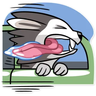 🚗 wolf, tier, cartoon, aufkleber, ausdruck, offener mund whatsapp sticker
