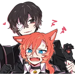 😊 Anime, Katzenohren, Fiktive Figur, Chibi, Digitale Kunst telegram sticker