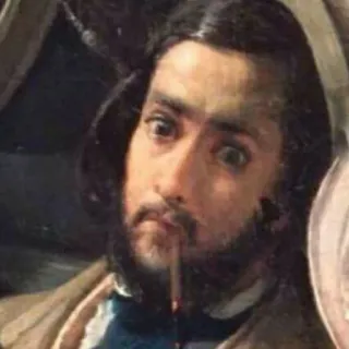 😦 絵画, 肖像画, 歴史的, 男性, タバコ, アート telegram sticker
