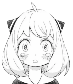 😥 Anya Forger Spy x Family anime, manga, Spy x Family, Anya Forger, lindo, impactado, blanco y negro whatsapp sticker