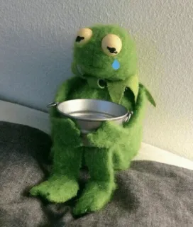 😢 Kermit the Frog triste, kermit, grenouille, larmes, pleurer, marionnette, muppet telegram sticker