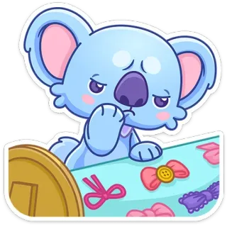 😔 koala, carino, animale, cartone animato, adorabile, kawaii, triste, fiocco telegram sticker