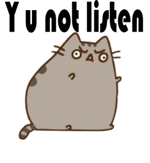😠 Pusheen gato, dibujos animados, enfadado, gruñón, pegatina whatsapp sticker