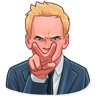 😑 가리키는, 만화, 남자, 정장 telegram sticker