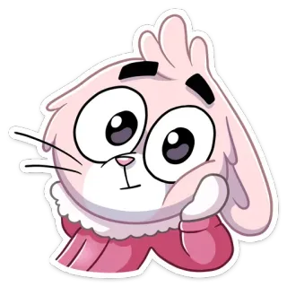 ☹️ thỏ, dễ thương, hoạt hình, động vật, màu hồng telegram sticker