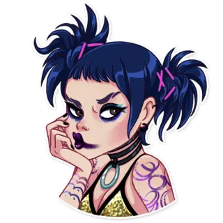 😒 cewek, emo, goth, kartun, stiker, tato, makeup telegram sticker