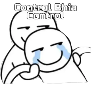 😒 Control Bhia Control meme, mask, fake smile, sadness, stick figure, control, reaction telegram sticker