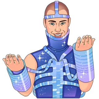 ☺️ persona, sticker, calvo, azul, hombre, sonriendo, brillos telegram sticker