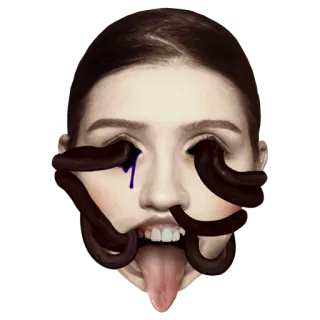 👱‍♀️ Horror, gruselig, surreal, Gesicht, Mund, Zunge telegram sticker