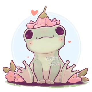 🐸 NAOMI_LORD frog, cute, flower, animal, cartoon, sticker telegram sticker