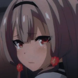 😭 Anime, Mädchen, weinend, traurig, Blumen telegram sticker