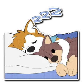 💤 ZZZ perro, durmiendo, dibujos animados, almohada, lindo, peluche telegram sticker