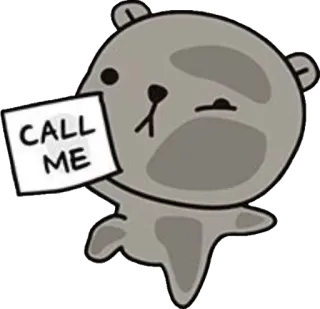 🐻 CALL ME call me, bear, cute, sticker, message, grey bear telegram sticker