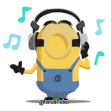 💃 Minion Minion, Musique, Dessin animé, Casque telegram sticker