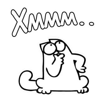 🤔 Xmmm... chat, pensif, dessin animé, mignon, drôle telegram sticker