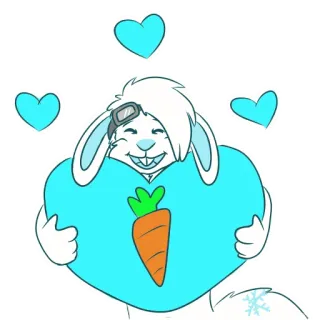 💙 bunny, rabbit, heart, carrot, cute, cartoon telegram sticker