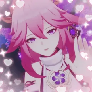 🌸 Yae Miko Genshin Impact yae miko, genshin impact, anime, video game, pink hair, purple eyes, waifu, sticker telegram sticker