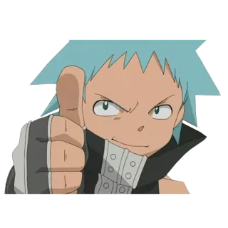 👍 Black Star Soul Eater Anime, Soul Eater, Black Star, Pulgares arriba, Dibujos animados whatsapp sticker