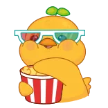 🤩 orange, lunettes, popcorn, autocollant, dessin animé, nourriture, divertissement telegram sticker