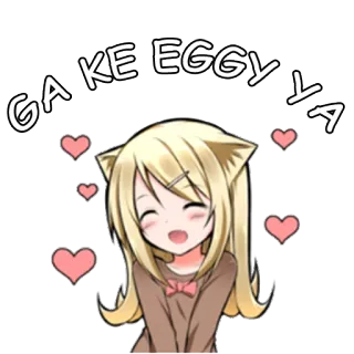 🤘 GA KE EGGY YA Anime, Orelhas de gato, Garota, Corações, Fofo, Kawaii, Adesivo telegram sticker