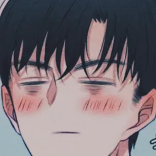 ➿ Anime, Hombre, Cansado, Cara, Ojos cerrados, Retrato telegram sticker