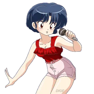 🎶 Anime, Micrófono, Canto, Chica, Dibujo animado, Idol pop whatsapp sticker