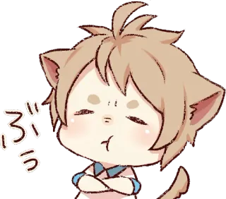 😠 ぶう аниме, милый, кот, уши, каваи, стикер telegram sticker