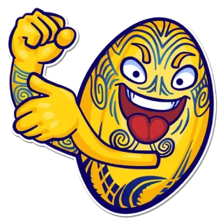 😜 telur, otot, tato, kartun, emoji, kuat, lucu telegram sticker
